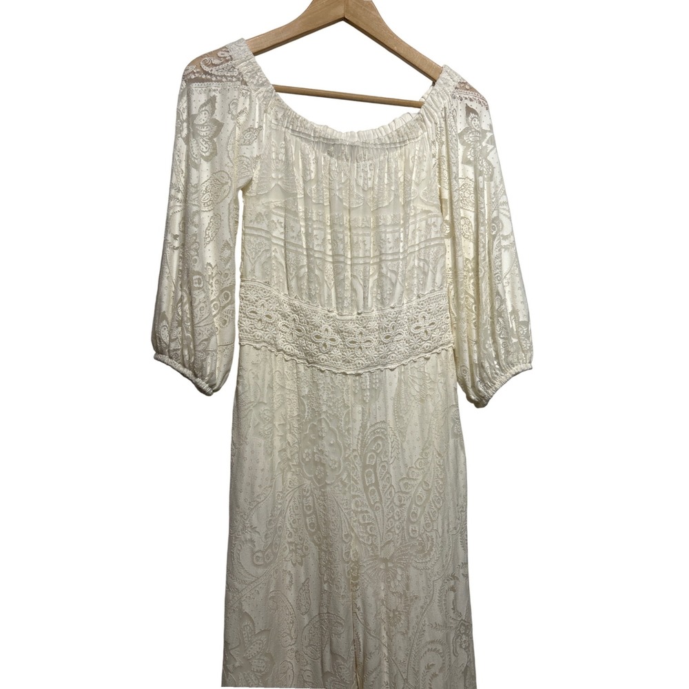 Anthropologie x Farm Rio‎ Elliott Lace Jumpsuit Ivory Size XS NWOT Retail: $230